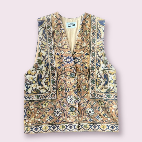 Love Apples by Stephanie Vintage 90s Tapestry Trend Vest Classic Western - Picture 1 of 6